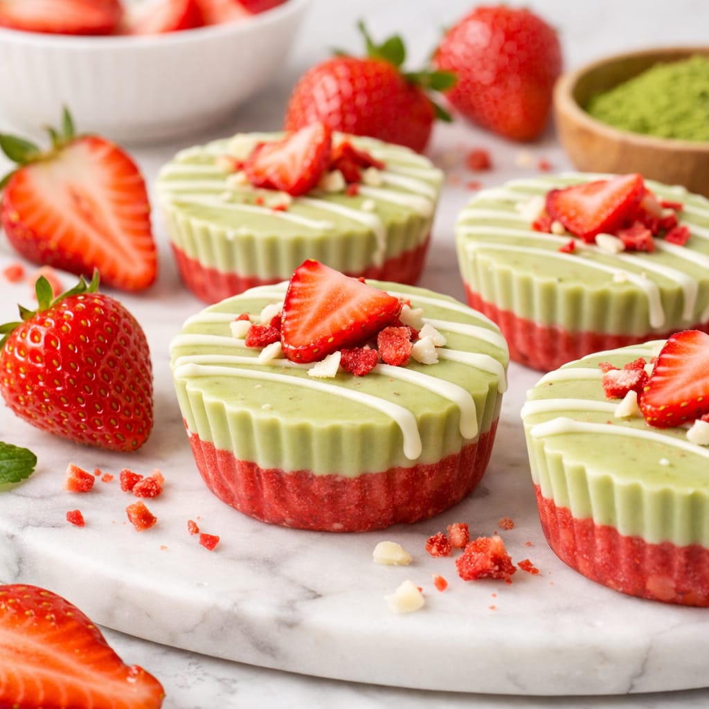 Strawberry Matcha Freezer Cups