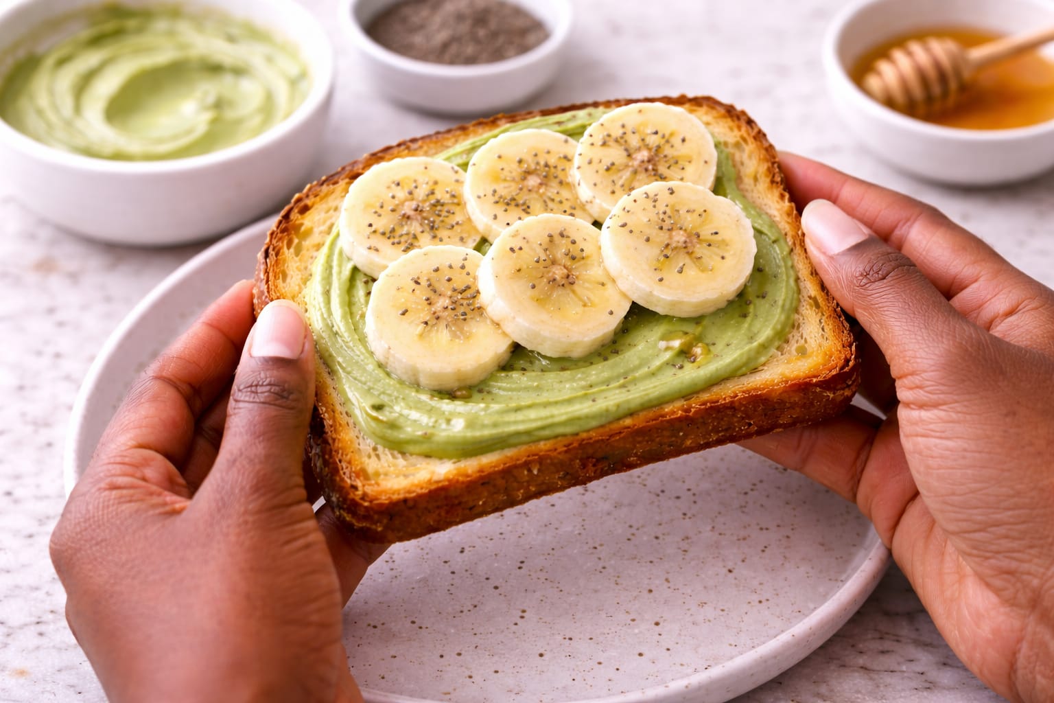 Step 6: Finished matcha banana toast ready to serve