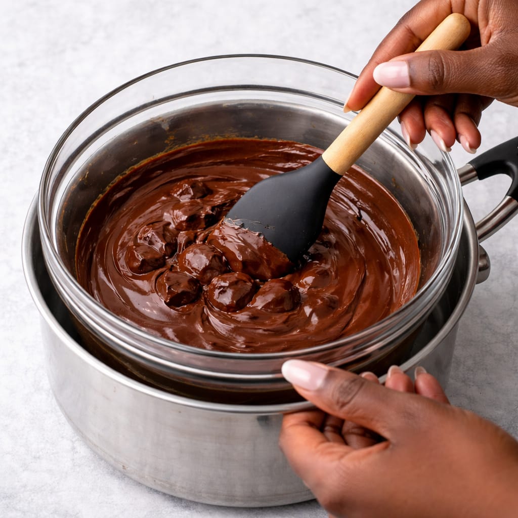 Melting chocolate for matcha chocolate clusters