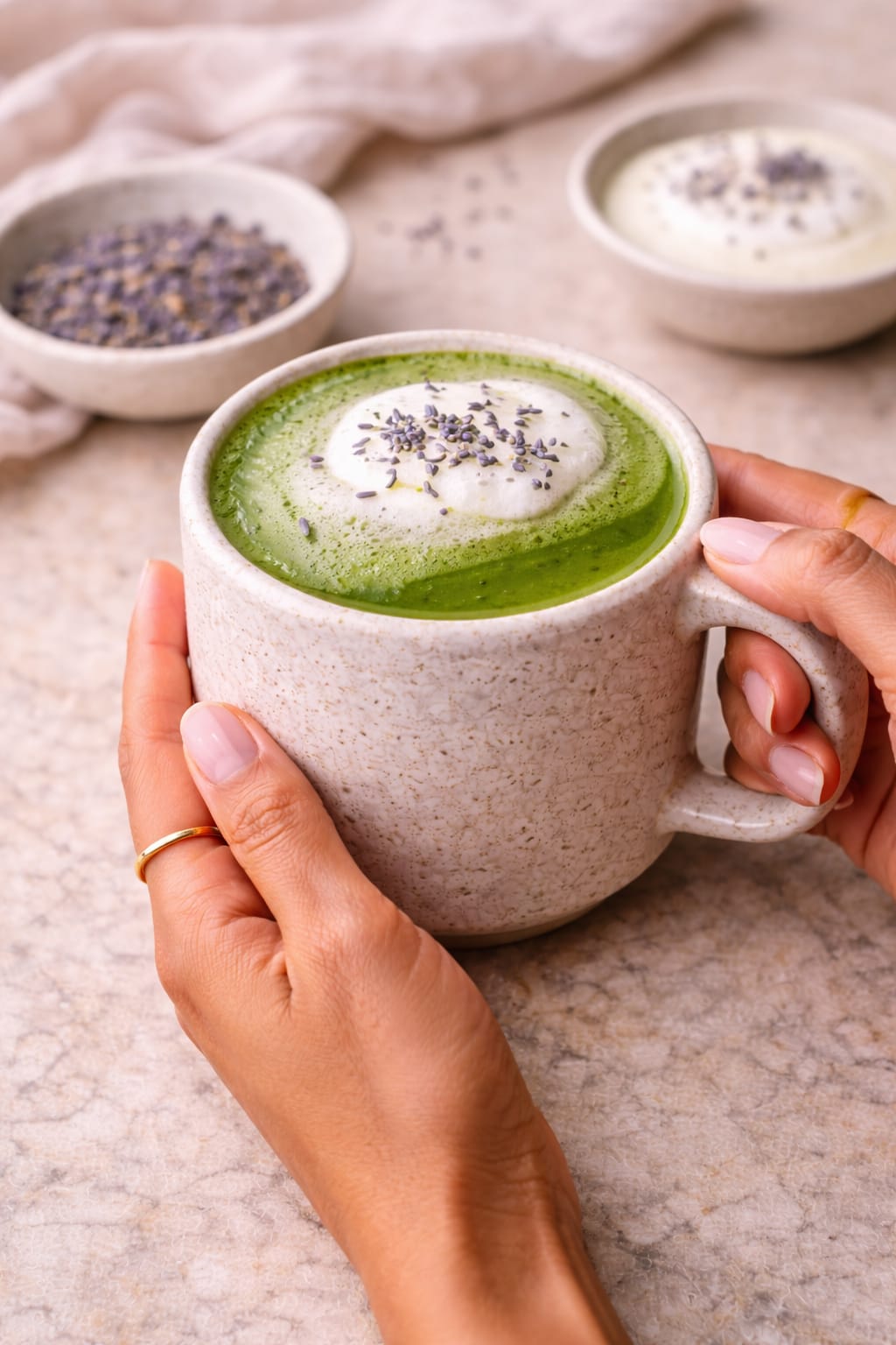 Step 6: Finished Iris Matcha Latte served warm and creamy