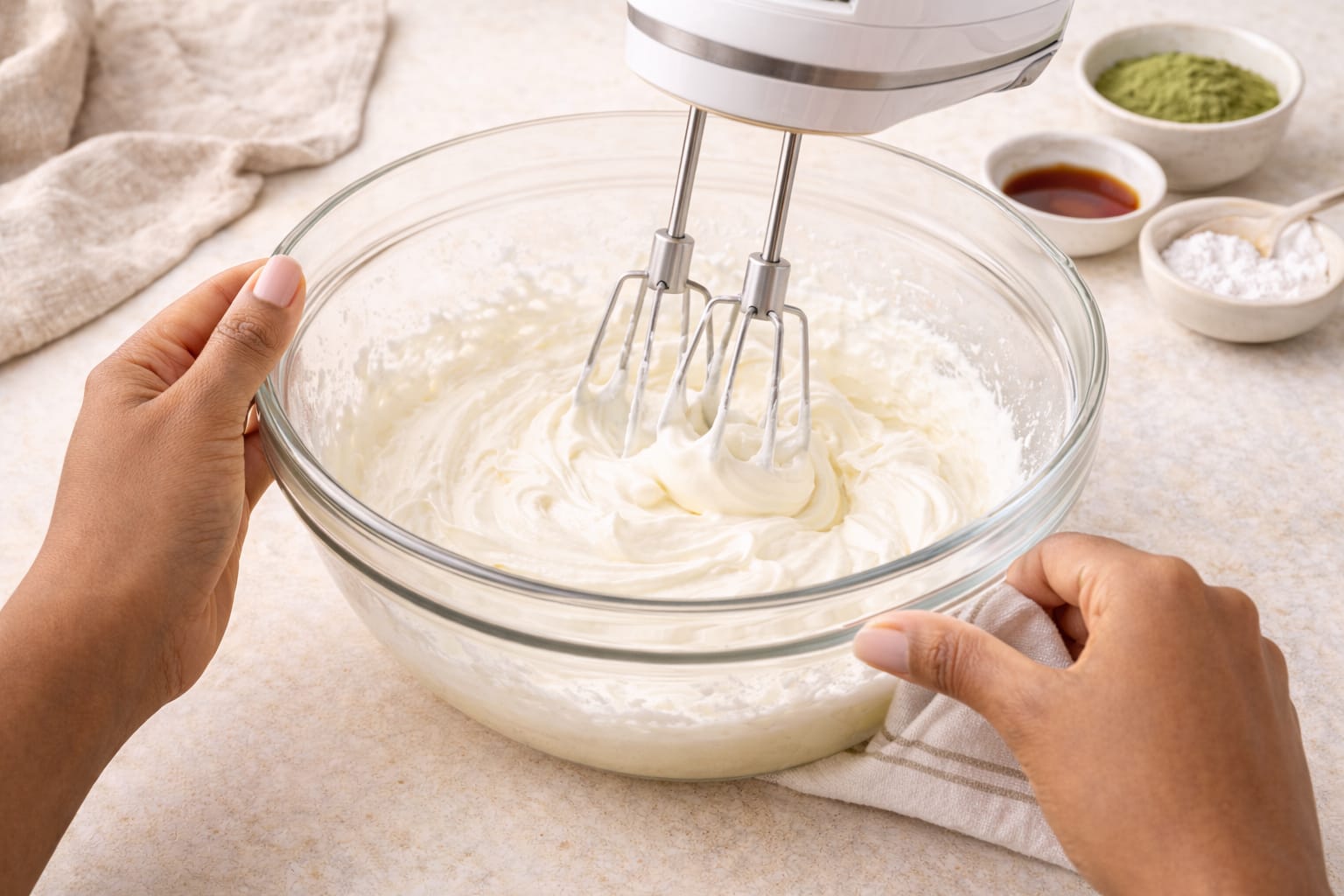 Step 5: Filling donut pan with matcha donut batter