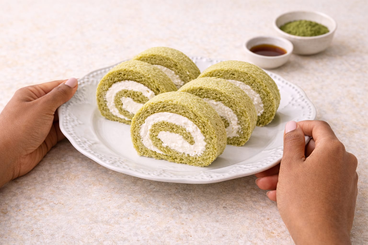 Step 5: Filling donut pan with matcha donut batter